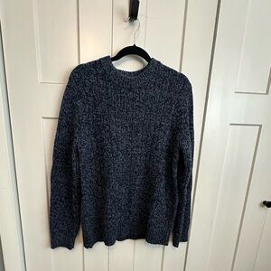 L.L. Bean Blue Crewneck 100% Wool Sweater Cozy Knit